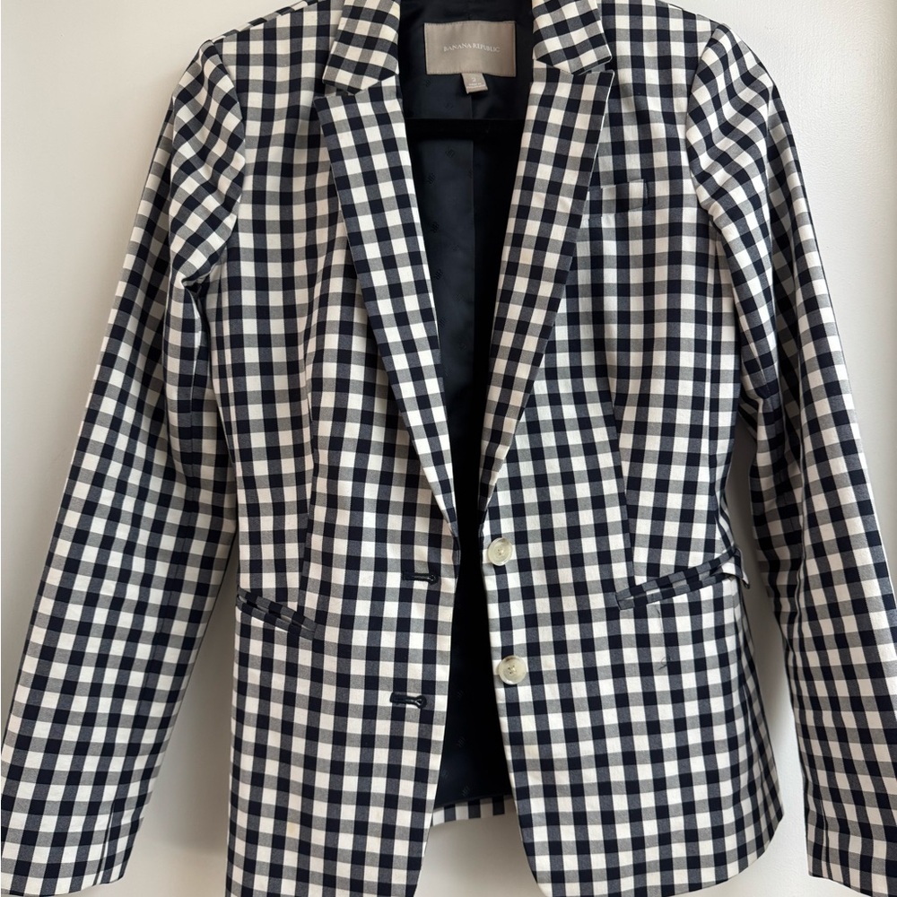 Banana Republic Black and White Gingham Blazer
